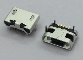 MICRO USB 5P 小牛角无柱直边平口牛角型 Micro 5pin DIP+SMT